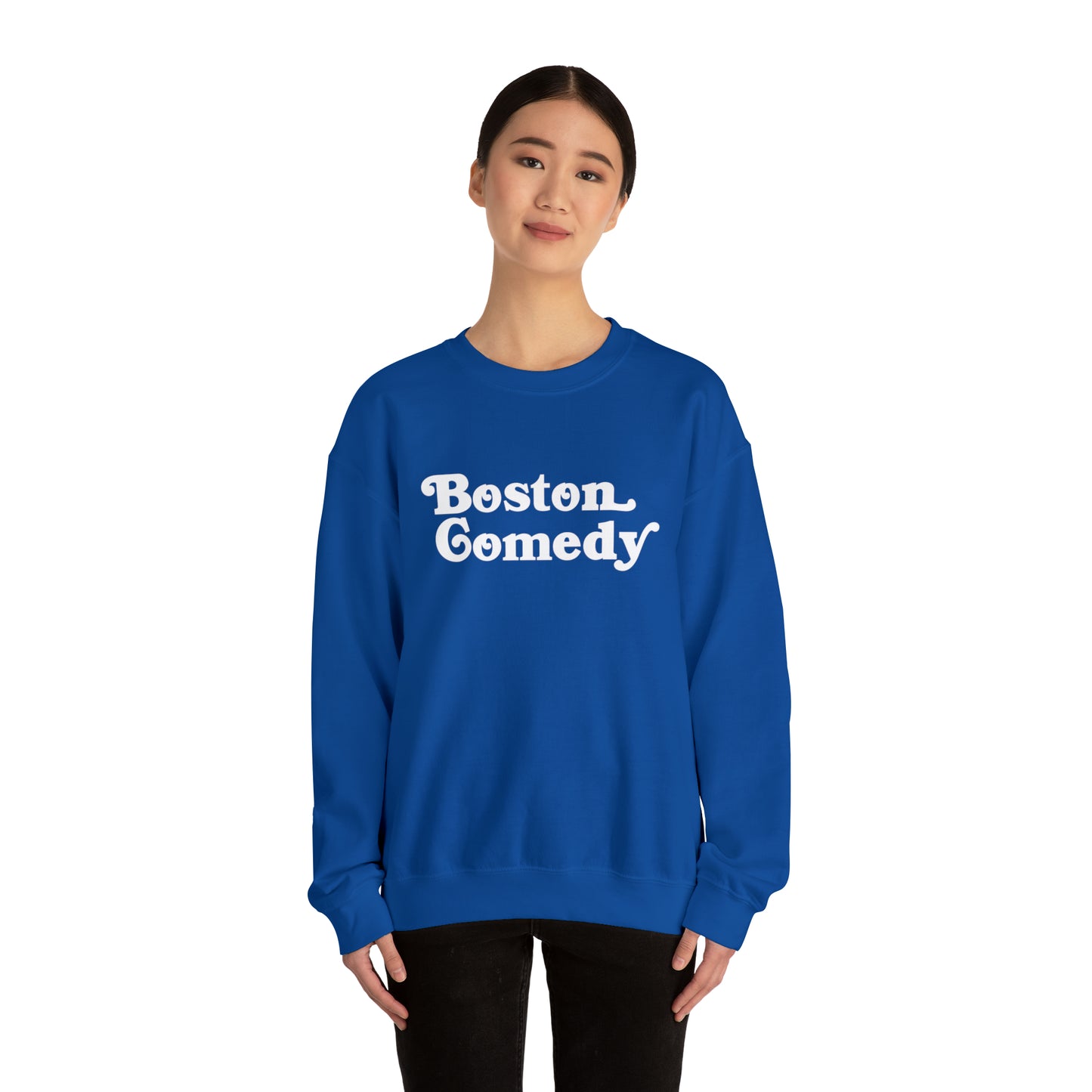 Boston Comedy Sweatshirt, Vintage Old School Font Unisex Heavy Blend™ Crewneck Sweatshirt