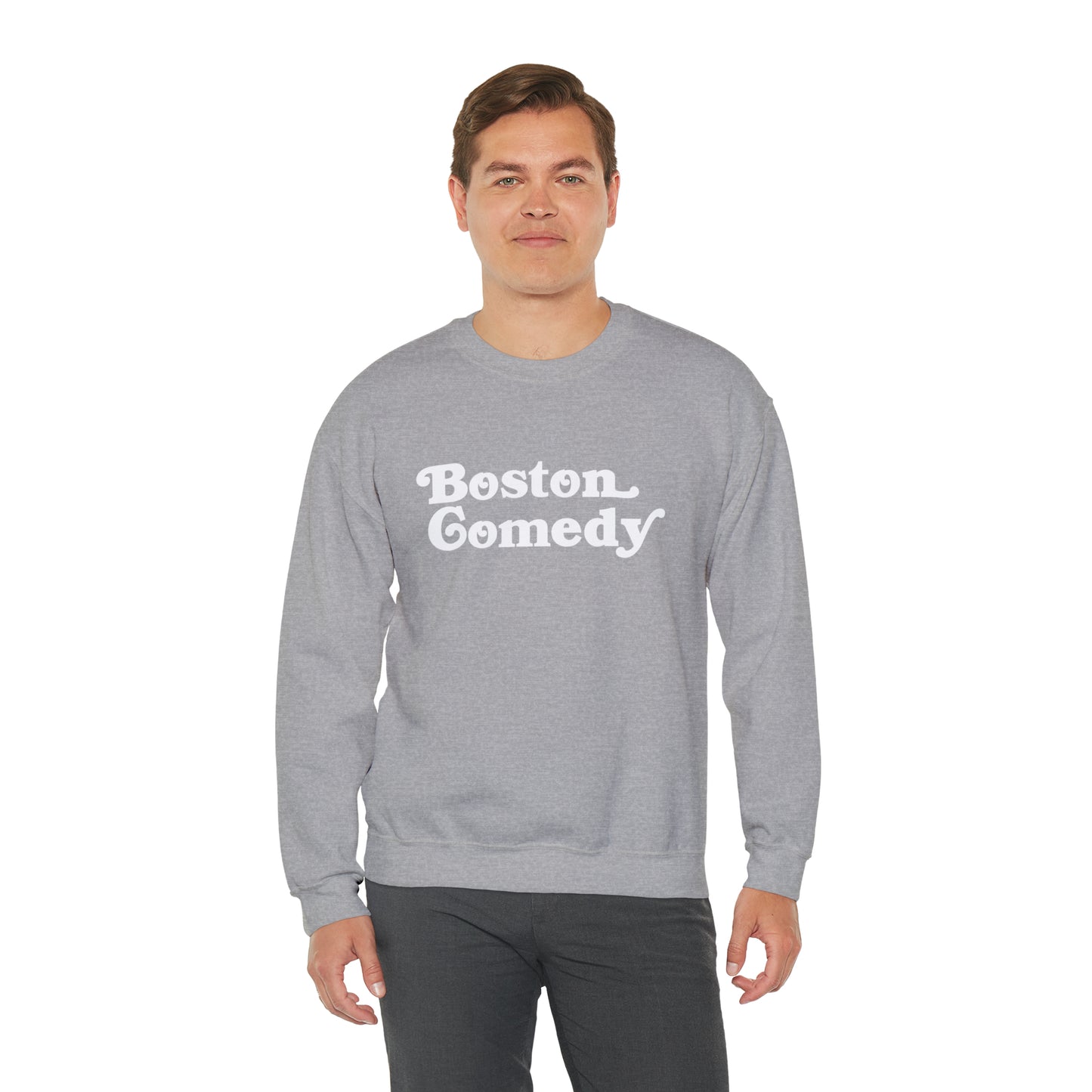 Boston Comedy Sweatshirt, Vintage Old School Font Unisex Heavy Blend™ Crewneck Sweatshirt