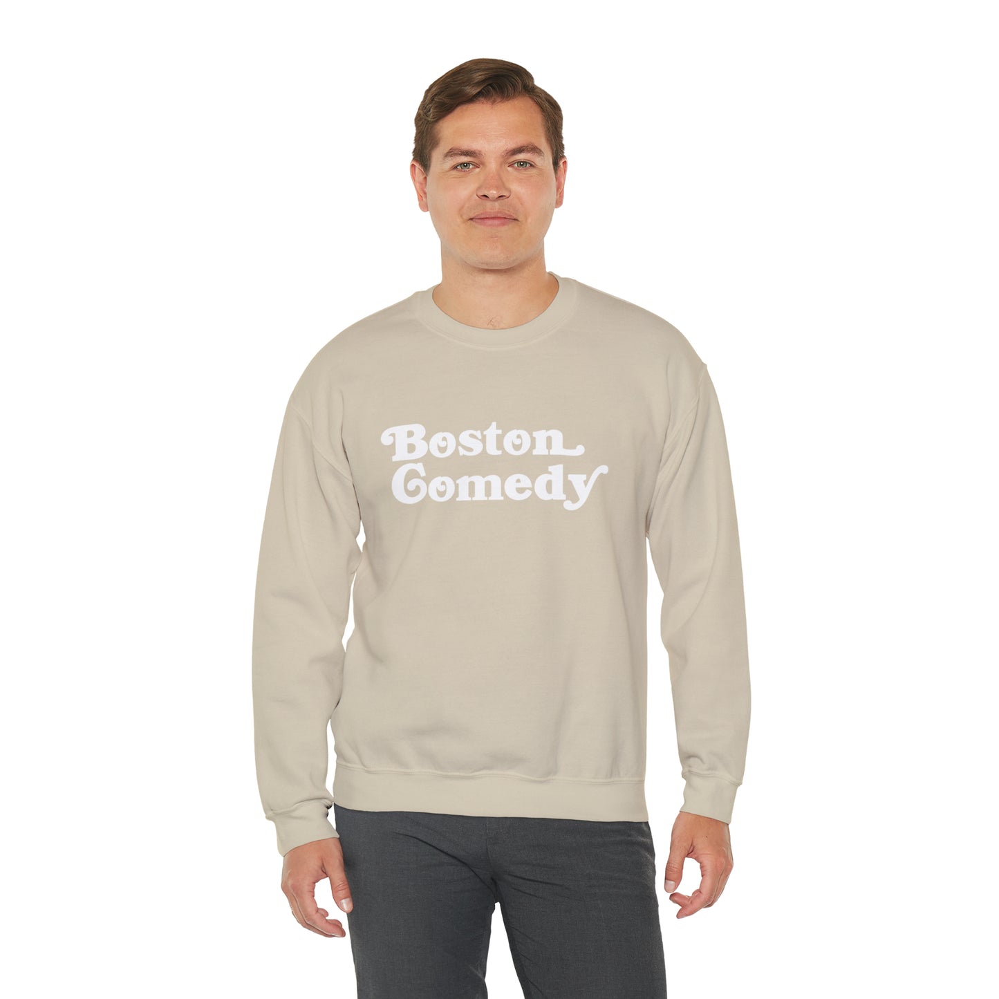 Boston Comedy Sweatshirt, Vintage Old School Font Unisex Heavy Blend™ Crewneck Sweatshirt