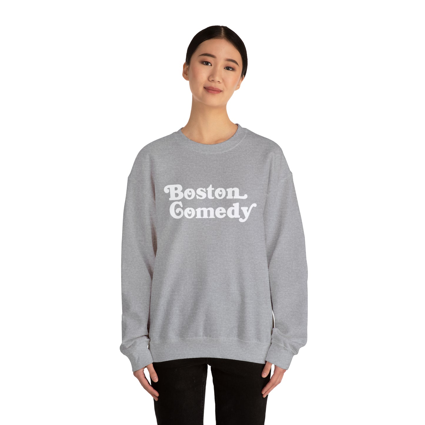 Boston Comedy Sweatshirt, Vintage Old School Font Unisex Heavy Blend™ Crewneck Sweatshirt