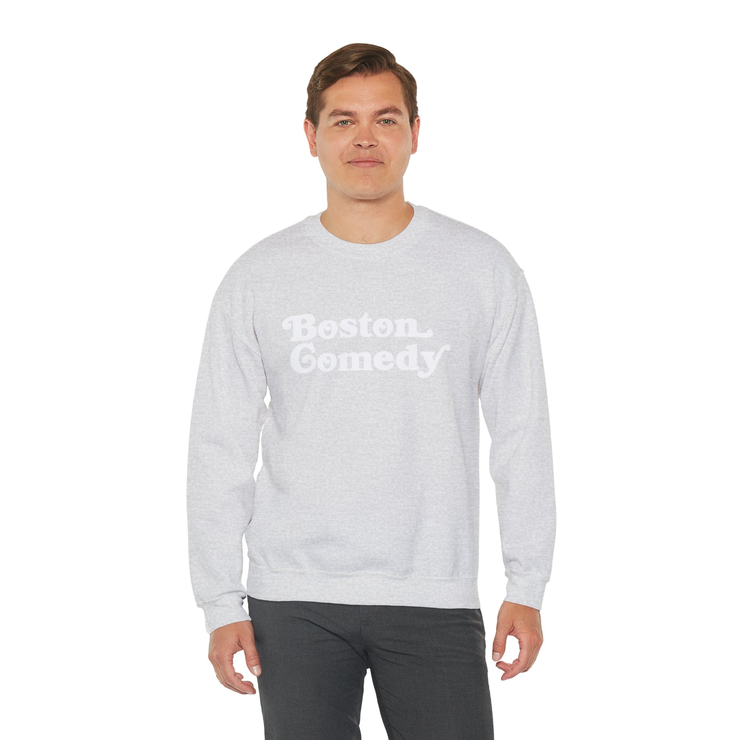 Boston Comedy Sweatshirt, Vintage Old School Font Unisex Heavy Blend™ Crewneck Sweatshirt