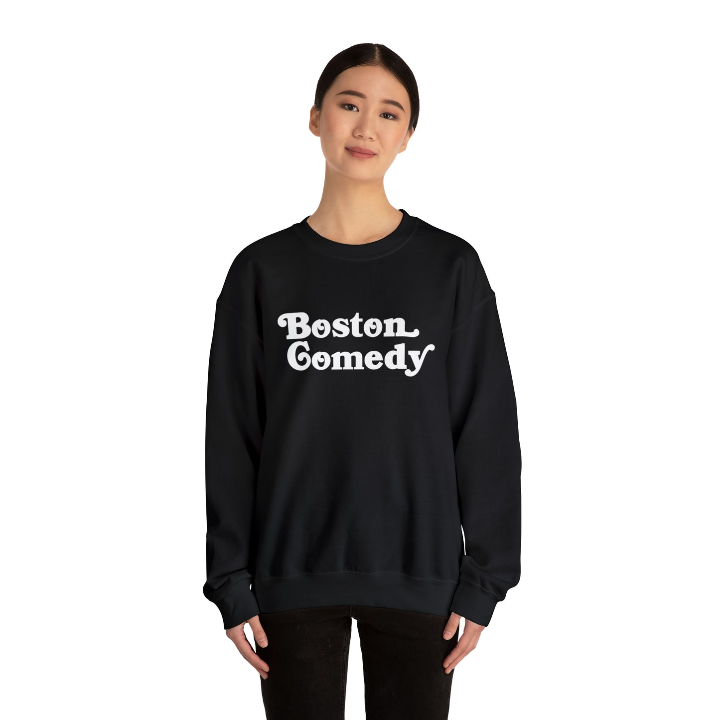 Boston Comedy Sweatshirt, Vintage Old School Font Unisex Heavy Blend™ Crewneck Sweatshirt