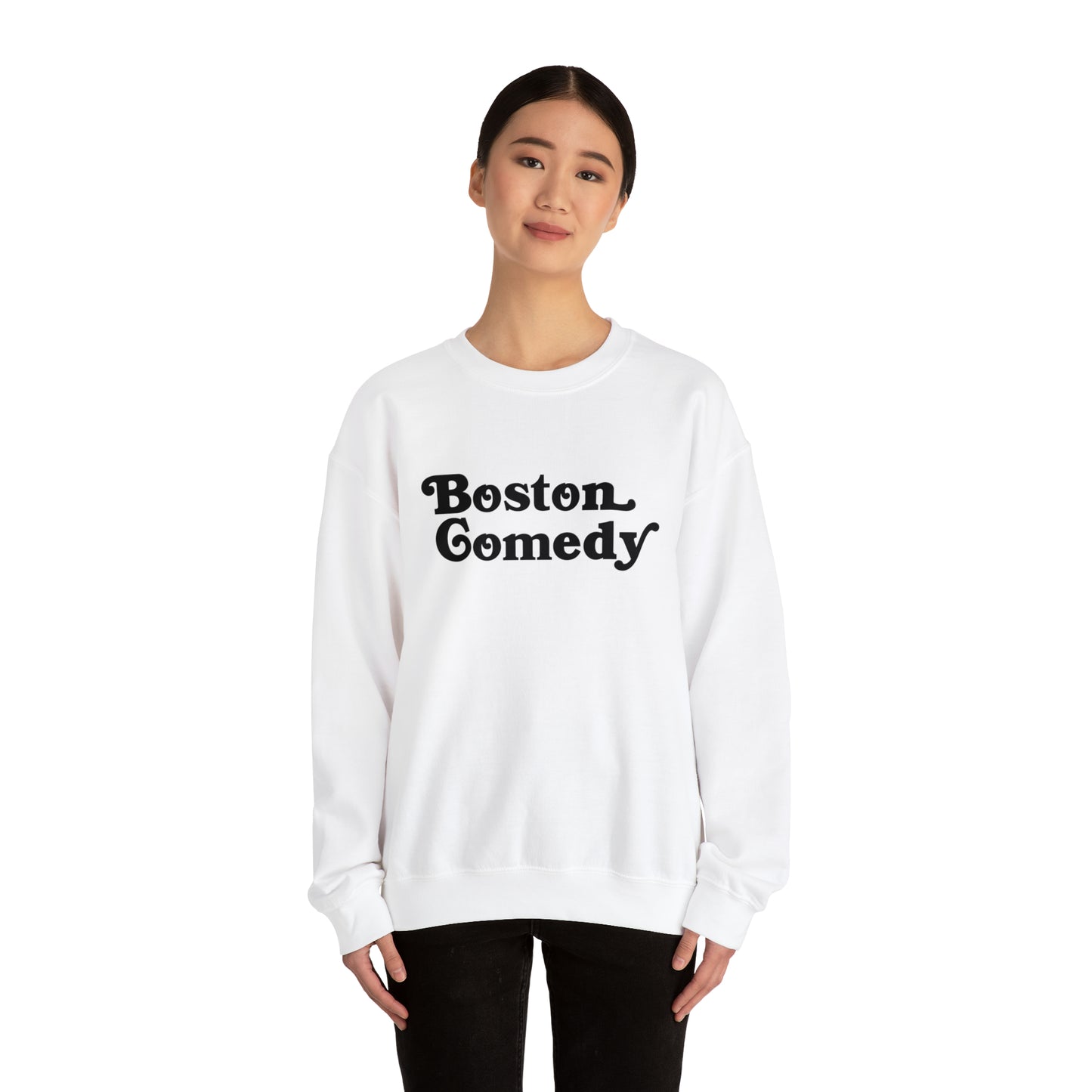 Boston Comedy Sweatshirt, Vintage Old School Font Unisex Heavy Blend™ Crewneck Sweatshirt