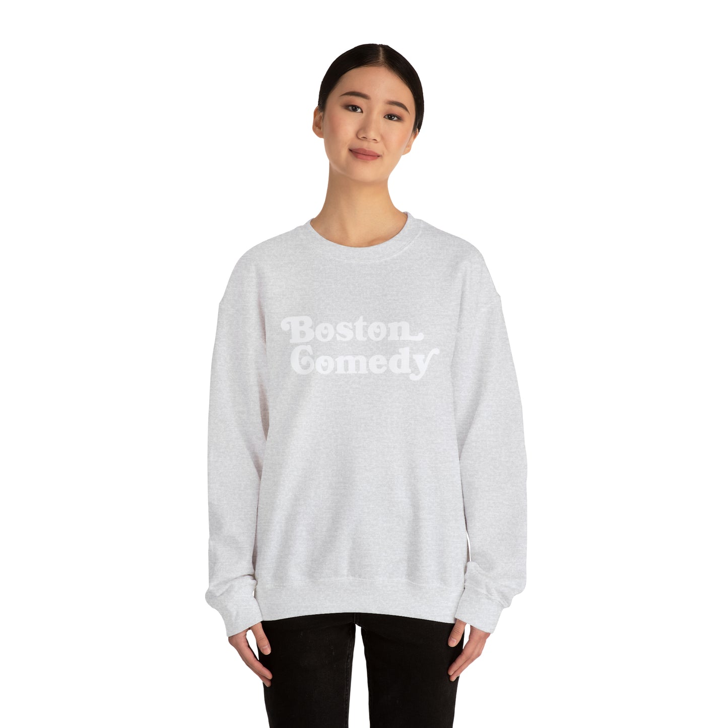 Boston Comedy Sweatshirt, Vintage Old School Font Unisex Heavy Blend™ Crewneck Sweatshirt