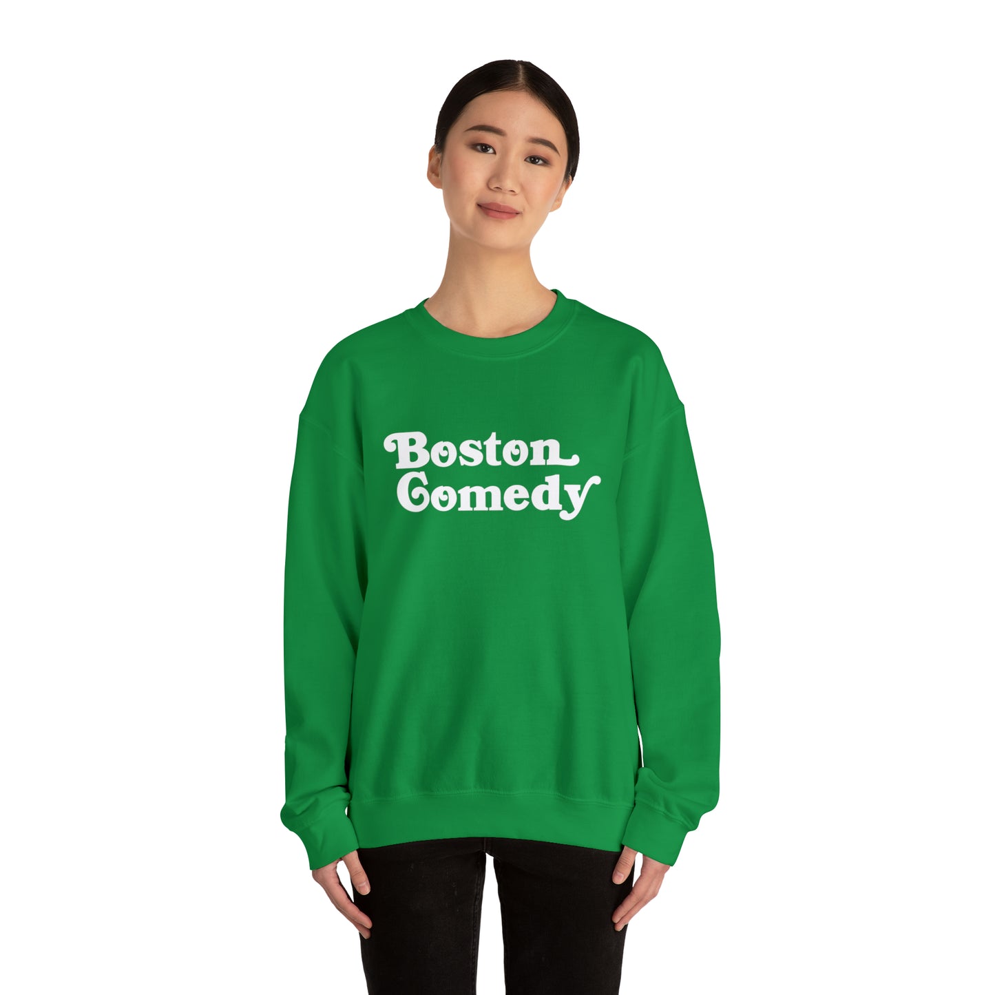 Boston Comedy Sweatshirt, Vintage Old School Font Unisex Heavy Blend™ Crewneck Sweatshirt