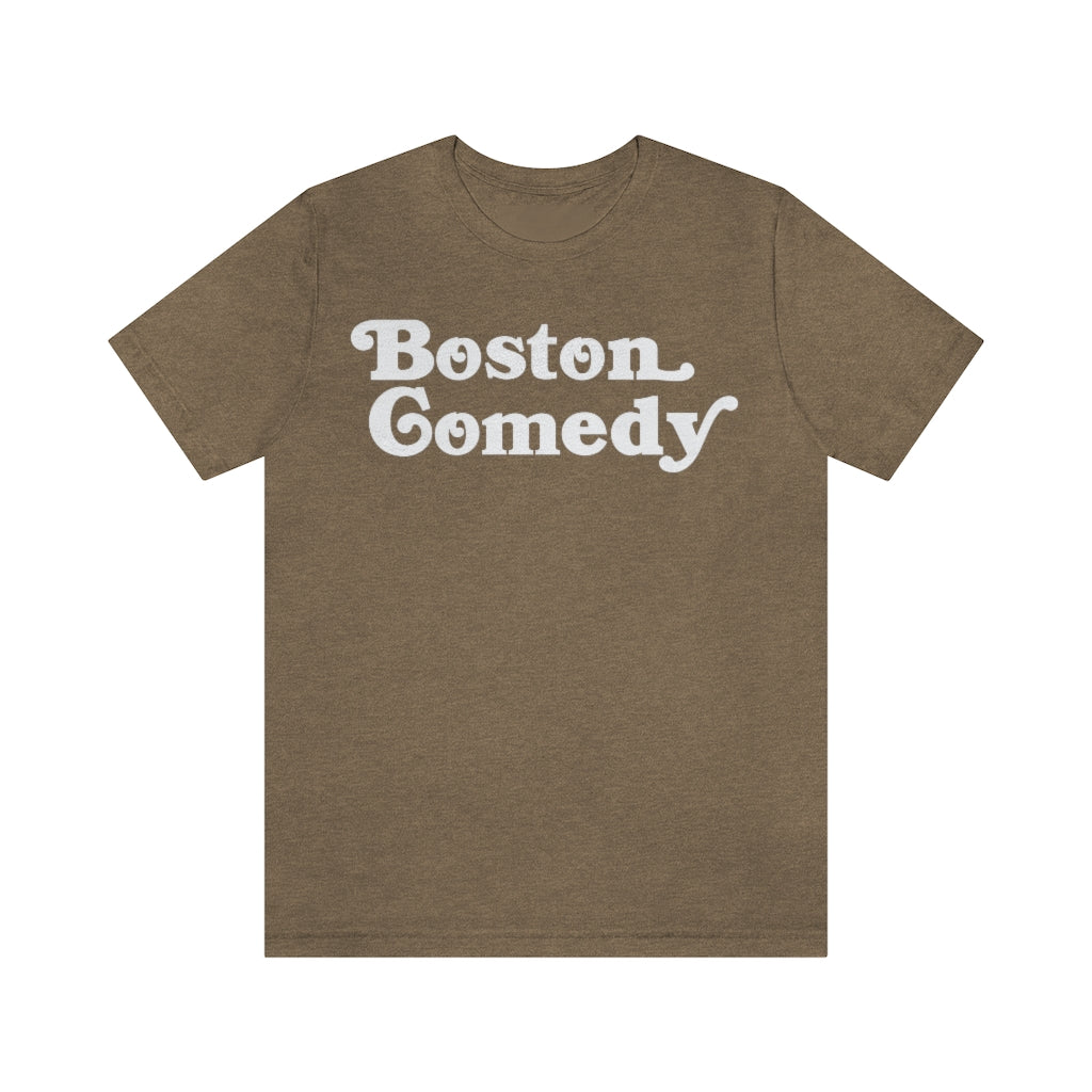 Boston Comedy T Shirt, Old School Font, Vintage Retro Style Unisex Jersey Short Sleeve Tee