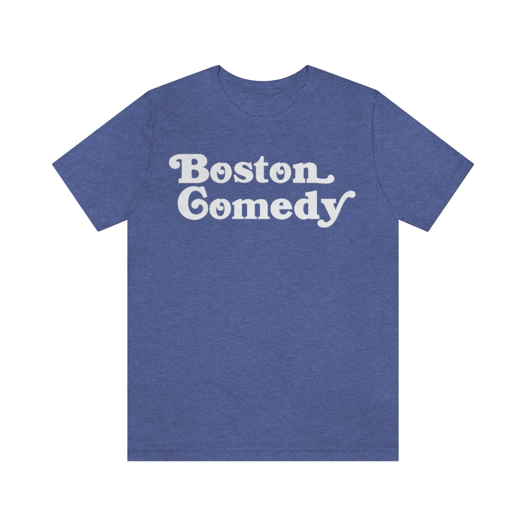 Boston Comedy T Shirt, Old School Font, Vintage Retro Style Unisex Jersey Short Sleeve Tee