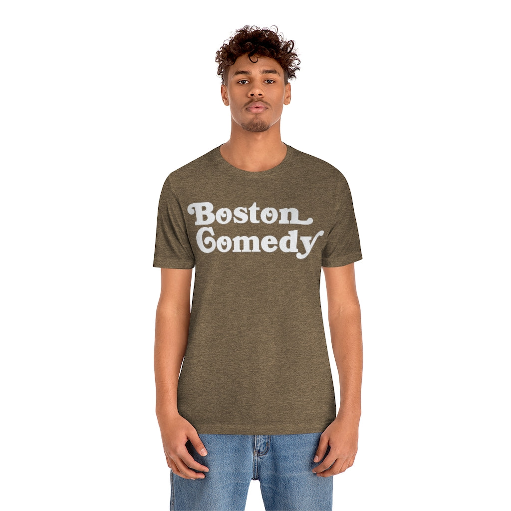 Boston Comedy T Shirt, Old School Font, Vintage Retro Style Unisex Jersey Short Sleeve Tee