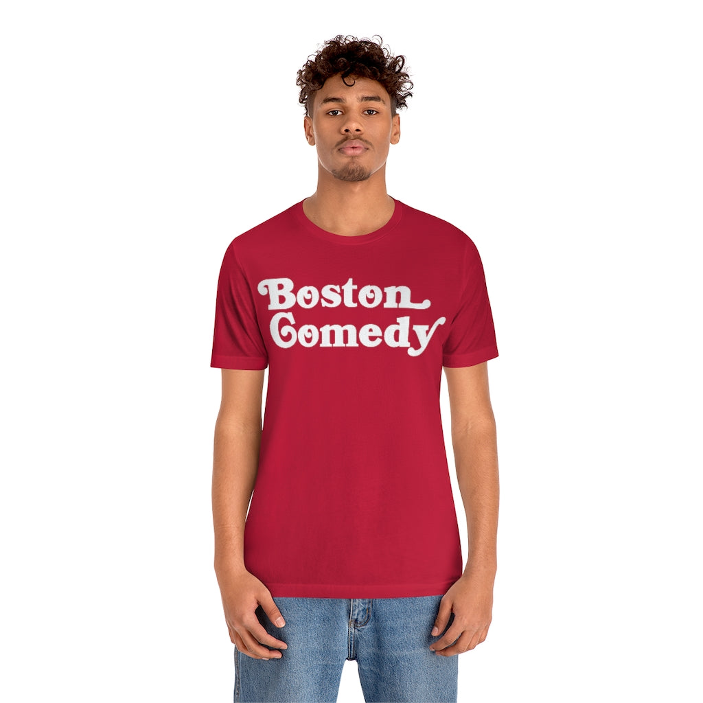 Boston Comedy T Shirt, Old School Font, Vintage Retro Style Unisex Jersey Short Sleeve Tee