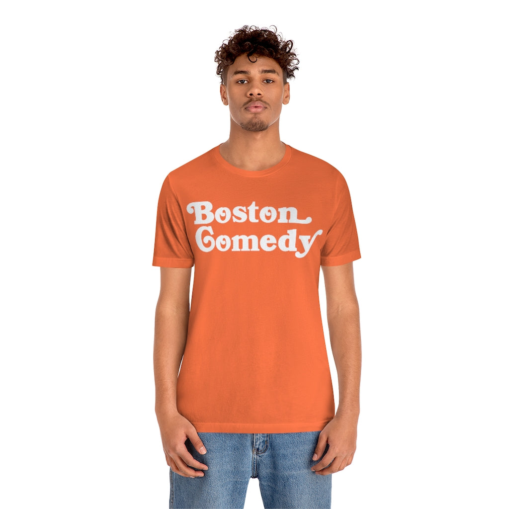 Boston Comedy T Shirt, Old School Font, Vintage Retro Style Unisex Jersey Short Sleeve Tee