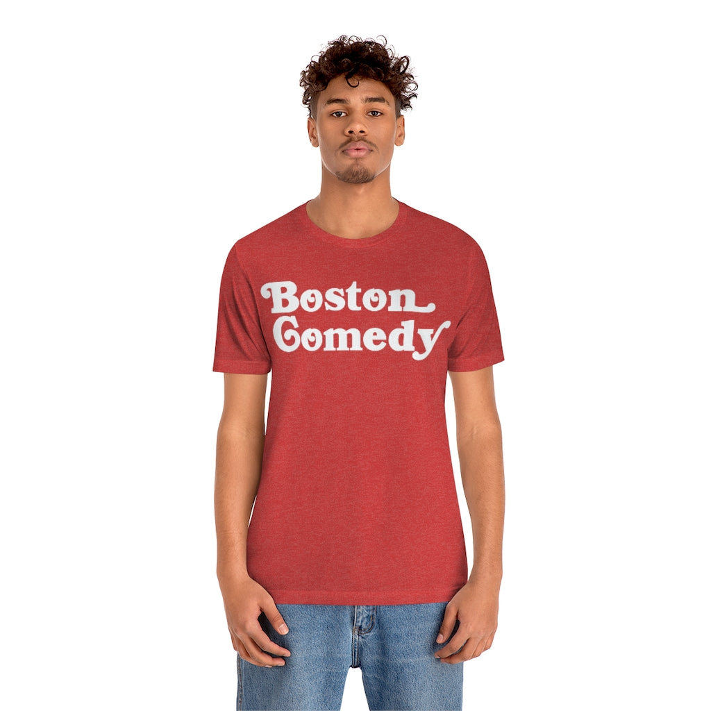 Boston Comedy T Shirt, Old School Font, Vintage Retro Style Unisex Jersey Short Sleeve Tee