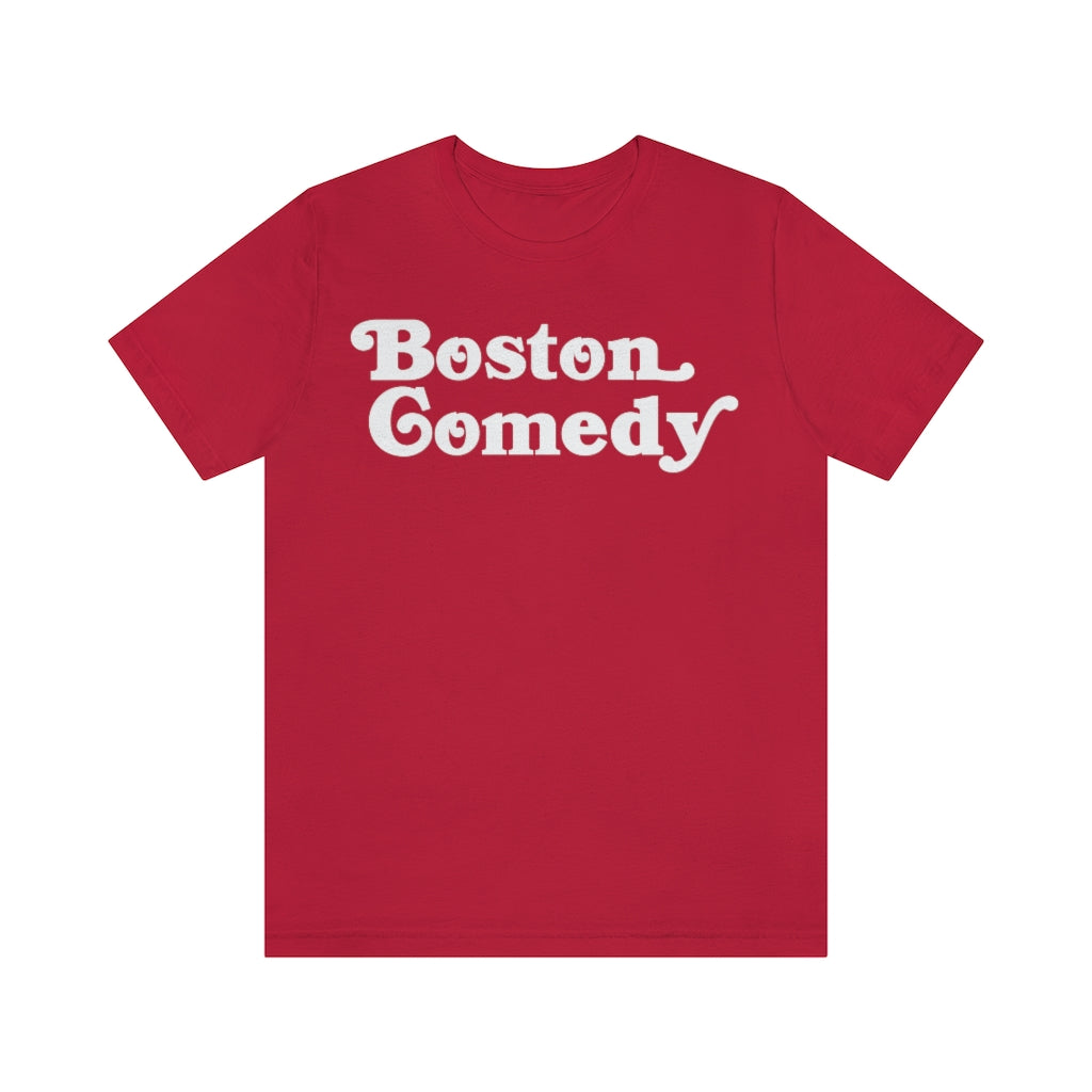 Boston Comedy T Shirt, Old School Font, Vintage Retro Style Unisex Jersey Short Sleeve Tee