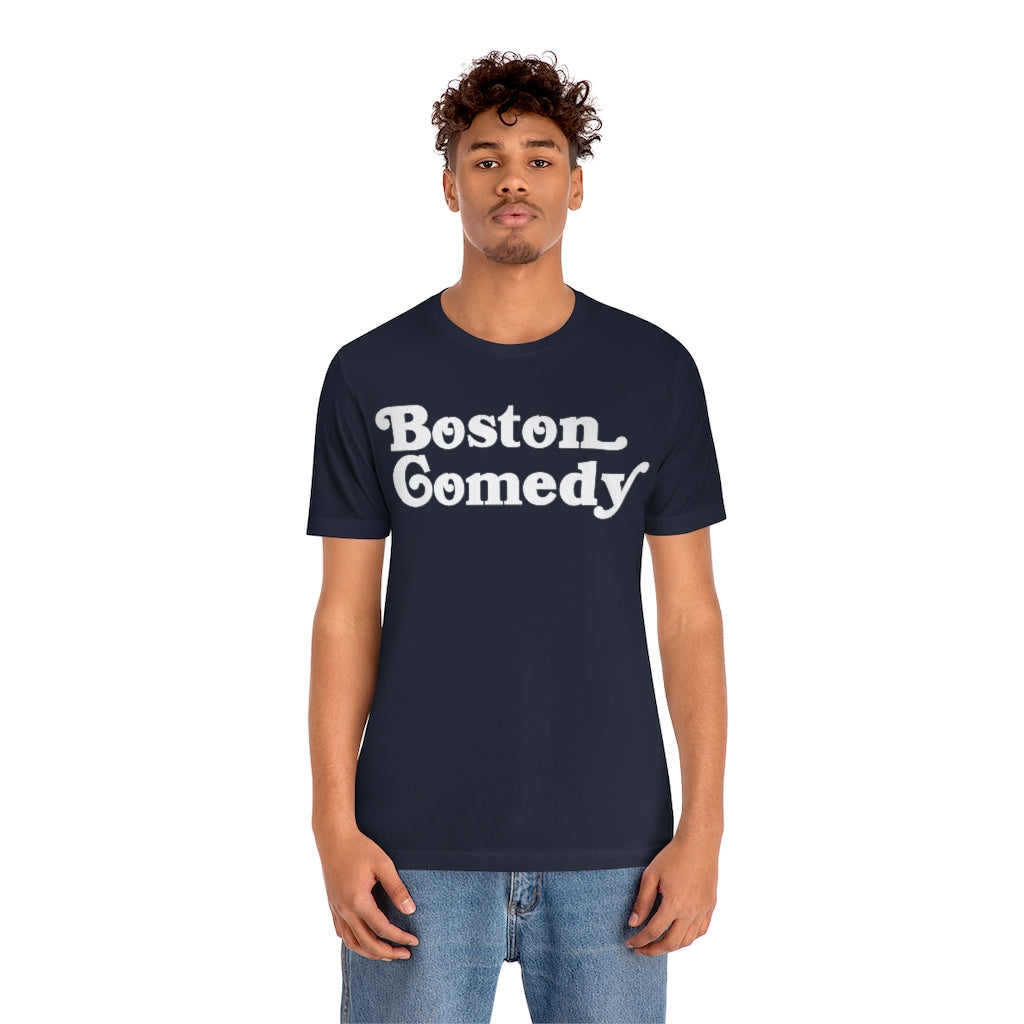 Boston Comedy T Shirt, Old School Font, Vintage Retro Style Unisex Jersey Short Sleeve Tee