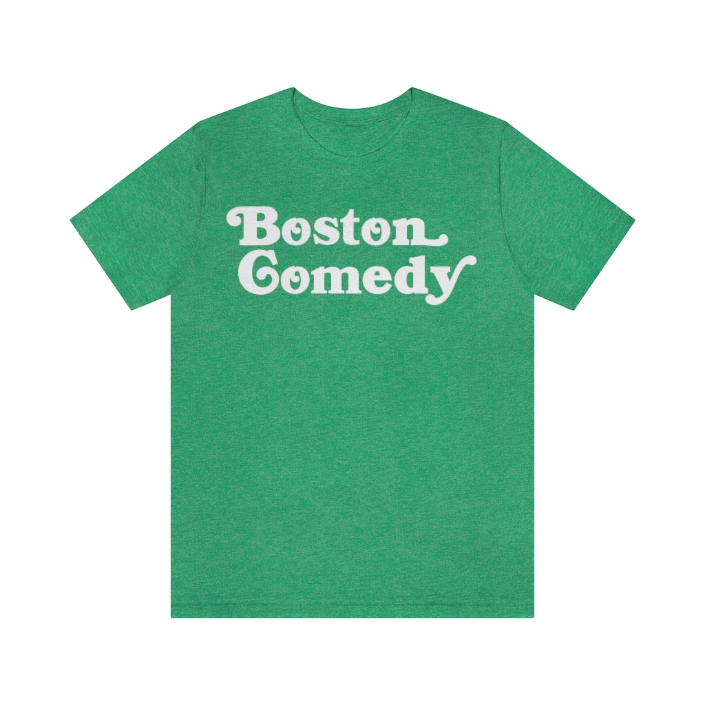 Boston Comedy T Shirt, Old School Font, Vintage Retro Style Unisex Jersey Short Sleeve Tee