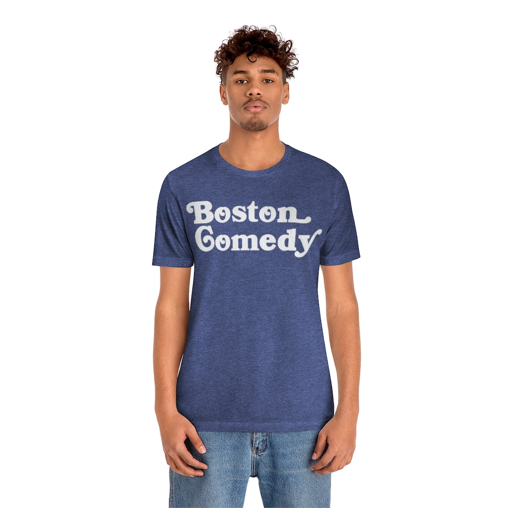 Boston Comedy T Shirt, Old School Font, Vintage Retro Style Unisex Jersey Short Sleeve Tee