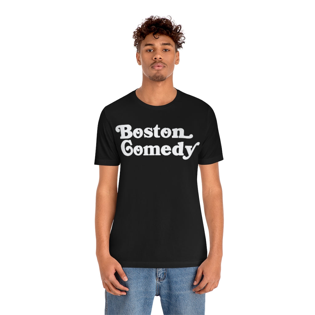 Boston Comedy T Shirt, Old School Font, Vintage Retro Style Unisex Jersey Short Sleeve Tee