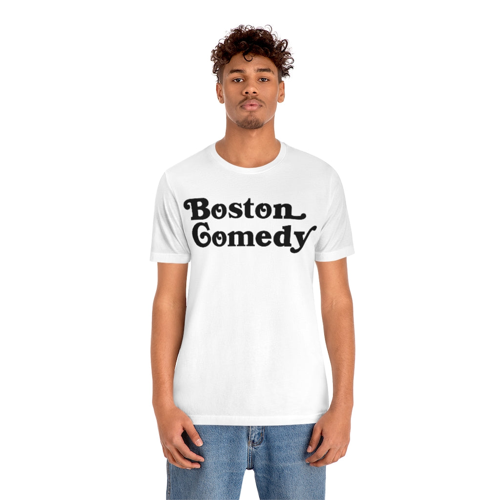 Boston Comedy T Shirt, Old School Font, Vintage Retro Style Unisex Jersey Short Sleeve Tee